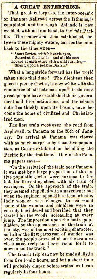 california gold rush newspaper. History of The Panama Rail